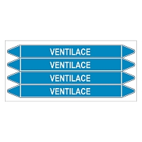 Značení potrubí, ventilace,4 ks, 250 × 26 mm